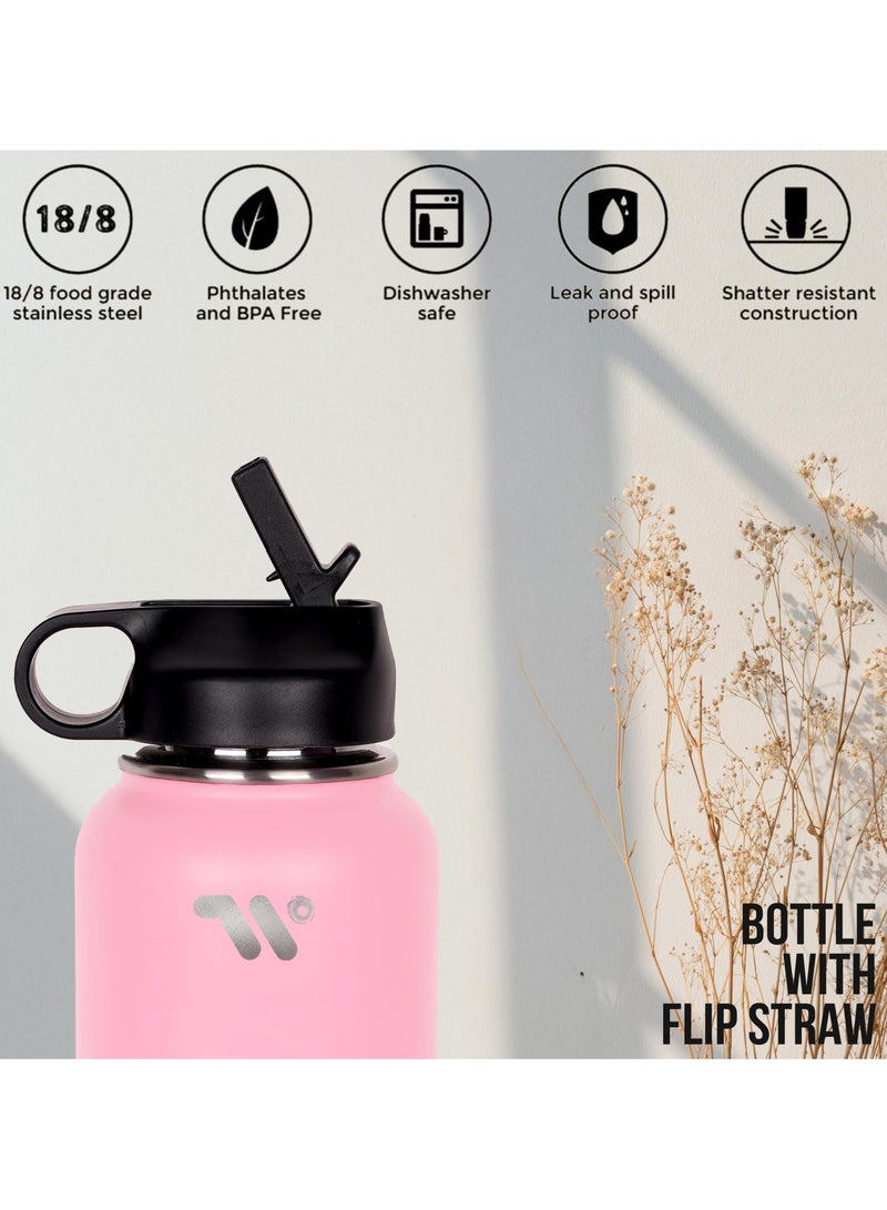 S2C Stainless Steel Water Bottle 1L,32oz Double Wall Vacuum Insulated Water Bottle, BPA Free Water Bottle for Kids School with Straw lid- Thermos Water Flask for Hot Water, Water Bottle - Image 3