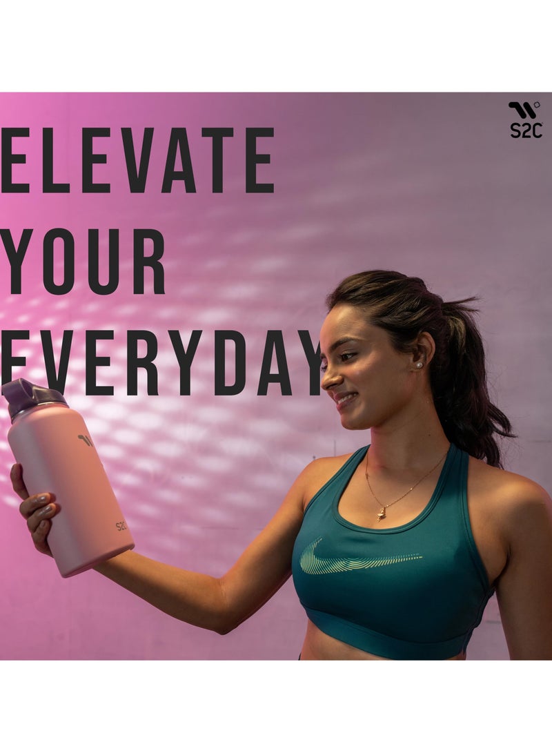 S2C Stainless Steel Water Bottle 1L,32oz Double Wall Vacuum Insulated Water Bottle, BPA Free Water Bottle for Kids School with Straw lid- Thermos Water Flask for Hot Water, Water Bottle - Image 5