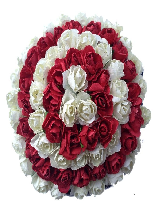 AorviDesigns أداة صنع كعكة الشعر من أورفي ديزاينز™، إكسسوارات شعر على شكل غاجرا مزينة بالزهور للنساء والفتيات، باللونين الأبيض والأحمر، عبوة من قطعة واحدة - Image 2