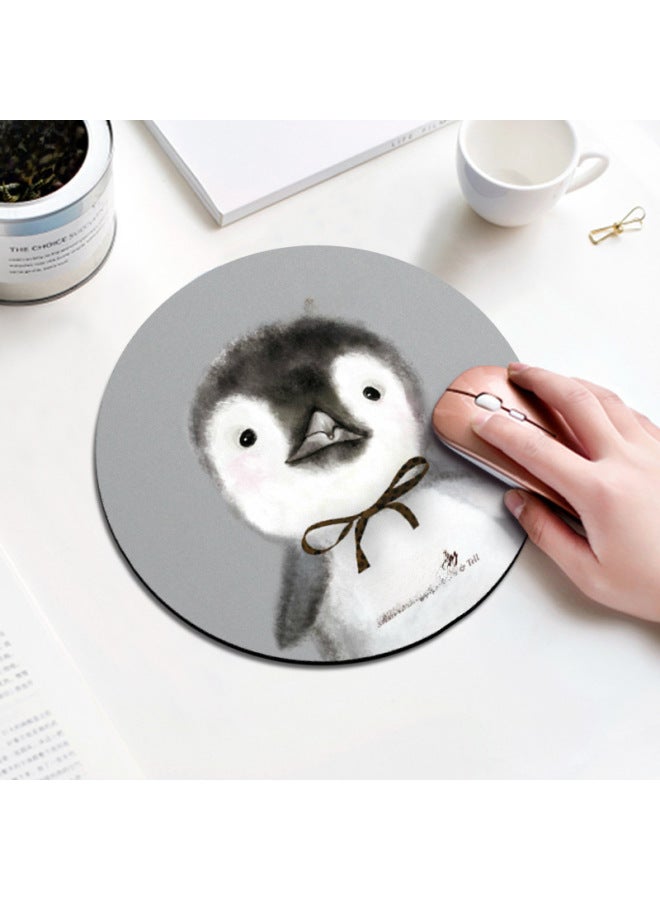 Round Cute Cartoon Small Mouse Pad Advertising Game E-sports Mouse Pad Manufacturers Mouse Pad Mouse Pad-Color:Diameter 220*2mm-Pattern:Cute Penguin 18  - Image 3