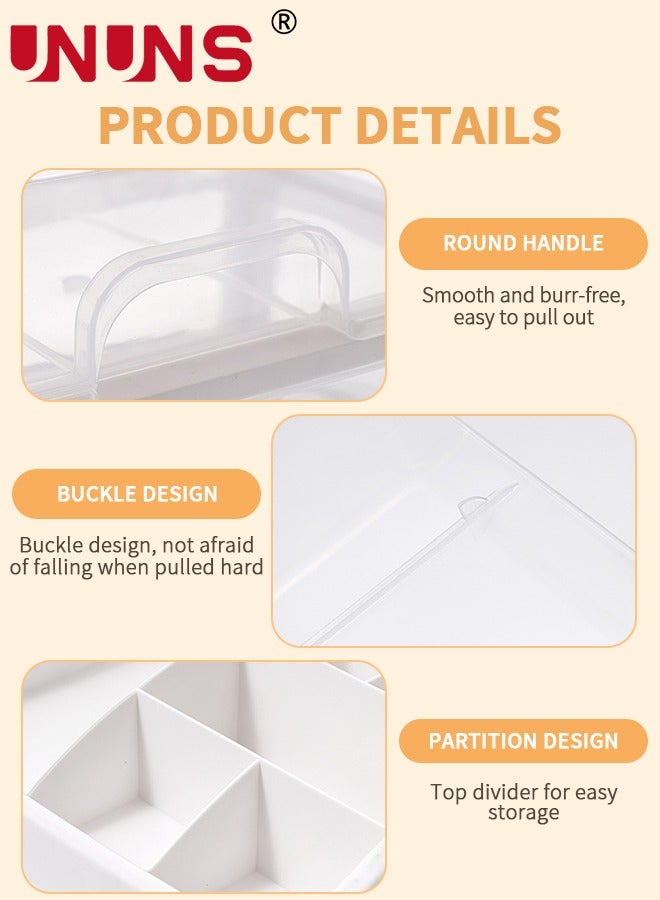 UNUNS Bath Organizers,Cosmetic Display Cases With 3 Drawers,Dresser Cosmetic Box For Brush Holder,Bathroom Vanity Organizers For Skincare/Eyeshadow/Makeup Brushes/Lipstick/Powders/Nail Polish-White - Image 4