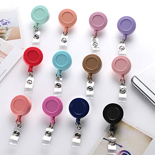 Soleebee 24'' Retractable Badge Reel, Mixed Random Solid Color Nurse ID Badge Holder with 360° Swivel Alligator Clip (Pack of 12) - Image 5