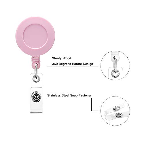 Soleebee 24'' Retractable Badge Reel, Mixed Random Solid Color Nurse ID Badge Holder with 360° Swivel Alligator Clip (Pack of 12) - Image 4