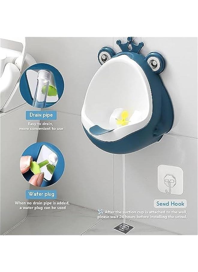 HOOKOR Frog Pee Training,Toddler Urinal for Boys,Standing Potty Training Urinal,Wall-Mounted Toddler Toilet with Funny Aiming Target for Boy (Blue)  - Image 2