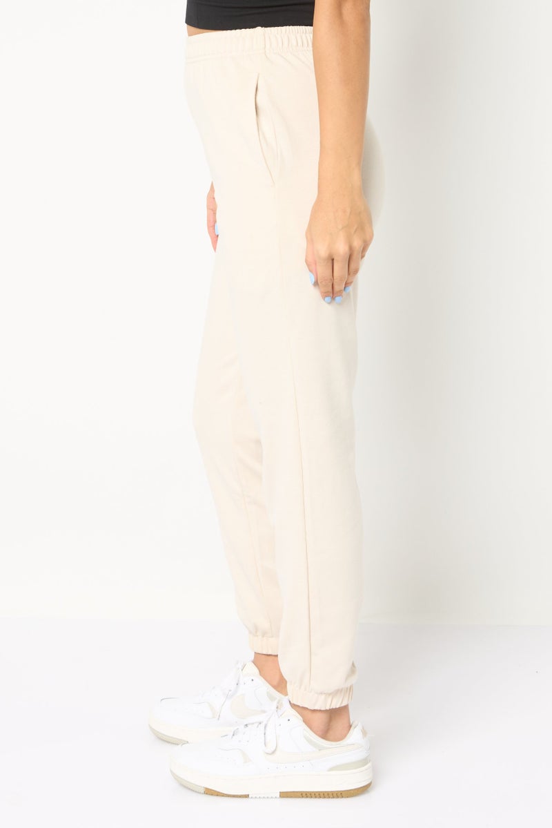 Core Elements Women Regular Fit Solid Jogger Pants, Beige - Image 4