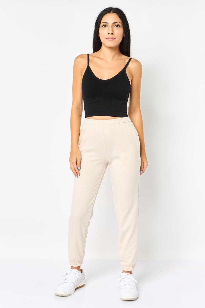 Core Elements Women Regular Fit Solid Jogger Pants, Beige - Image 3