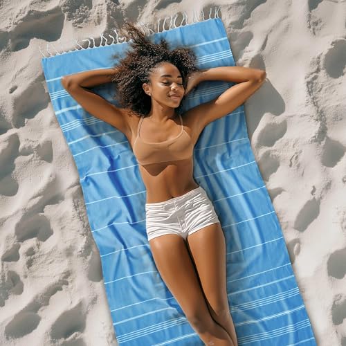 Cacala Lightweight and Thin Turkish Beach Towel 100% Cotton Sand-Free and Quick-Drying Goodness Perfect as an Extra Large Travel Towel, Beach Accessory, or Gift for Beach Lovers, 37 x 70 - Image 2