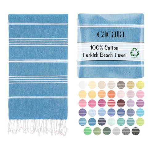 Cacala Lightweight and Thin Turkish Beach Towel 100% Cotton Sand-Free and Quick-Drying Goodness Perfect as an Extra Large Travel Towel, Beach Accessory, or Gift for Beach Lovers, 37 x 70 - Image 1