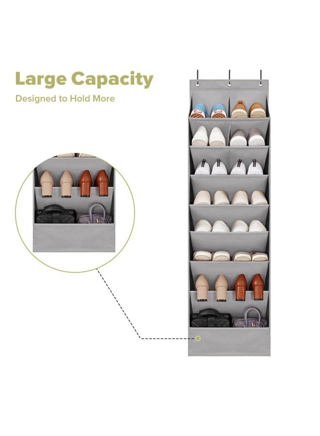 STORAGEIDEAS 2 Pack Shoe Organizer with 6 Extra Large Pockets and 4 Large Pocket, Over the Door Sturdy Closet Storage Rack, Hanging Shoe Organizer for Shoes, Sneakers, Grey - Image 3
