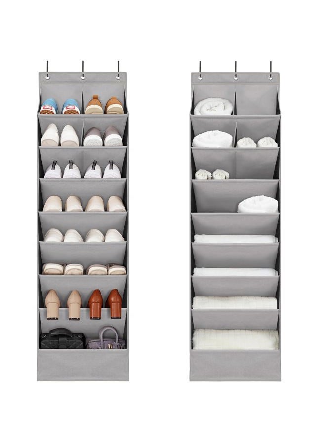 STORAGEIDEAS 2 Pack Shoe Organizer with 6 Extra Large Pockets and 4 Large Pocket, Over the Door Sturdy Closet Storage Rack, Hanging Shoe Organizer for Shoes, Sneakers, Grey - Image 1