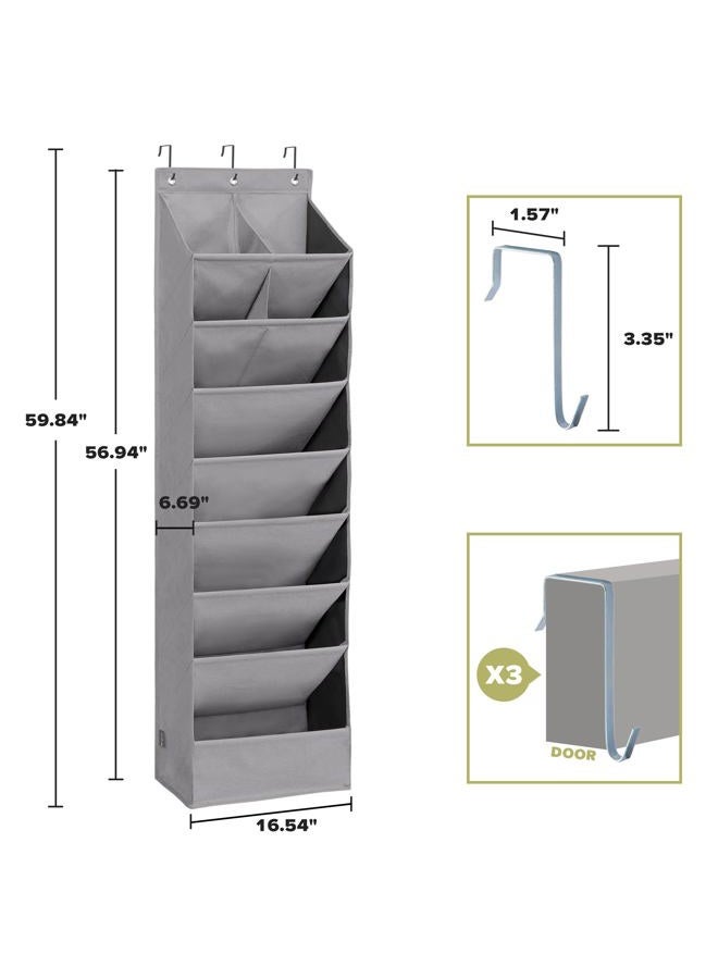 STORAGEIDEAS 2 Pack Shoe Organizer with 6 Extra Large Pockets and 4 Large Pocket, Over the Door Sturdy Closet Storage Rack, Hanging Shoe Organizer for Shoes, Sneakers, Grey - Image 2