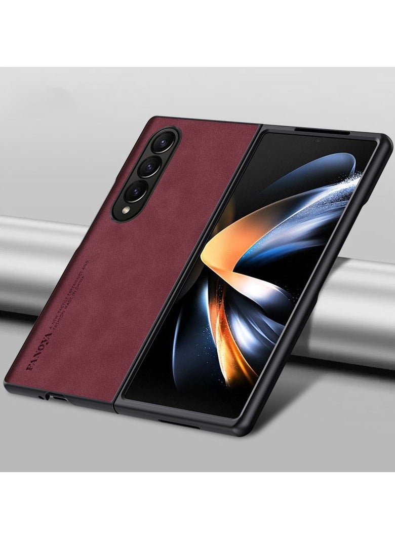 عام غطاء متوافق مع جالاكسي Z فولد 6 2024 - حافظة جلد PU فاخرة مع قشرة سيليكون واقية