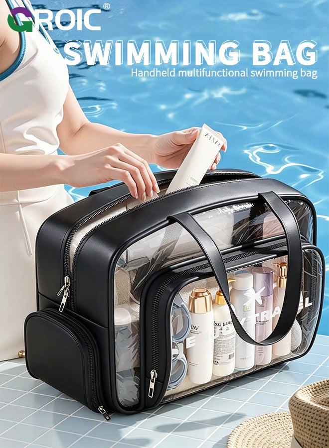 GROIC "Clear PVC Swim Bag with Independent Shoe Bin,Large Capacity Beach Tote Bag,Women Cosmetic Pouch for Storage Travel Organizer,Large Waterproof Sandproof Beach Tote " - Image 2