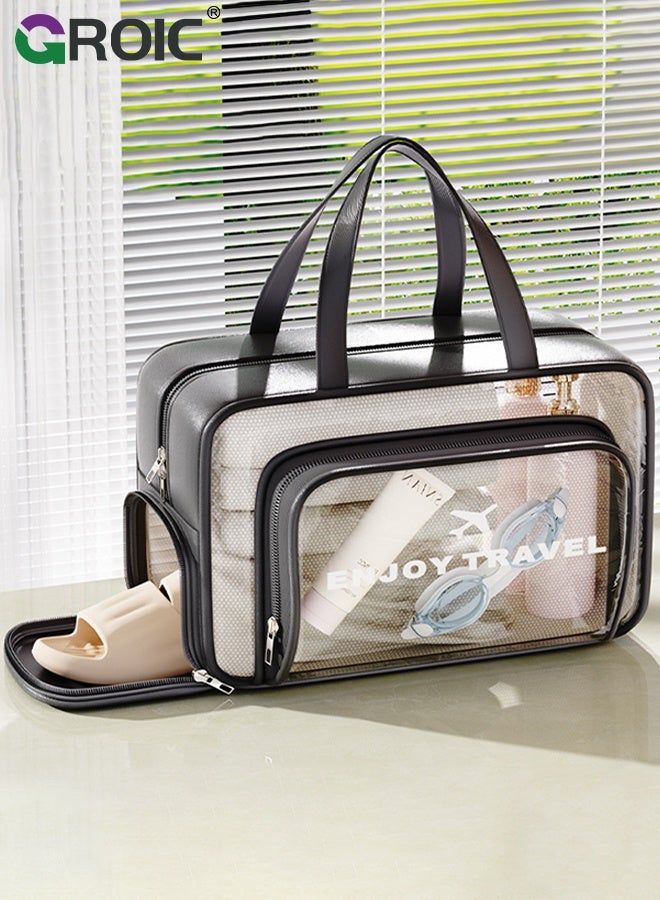 GROIC "Clear PVC Swim Bag with Independent Shoe Bin,Large Capacity Beach Tote Bag,Women Cosmetic Pouch for Storage Travel Organizer,Large Waterproof Sandproof Beach Tote " - Image 1