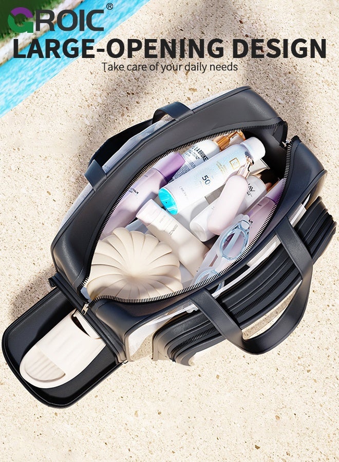 GROIC "Clear PVC Swim Bag with Independent Shoe Bin,Large Capacity Beach Tote Bag,Women Cosmetic Pouch for Storage Travel Organizer,Large Waterproof Sandproof Beach Tote " - Image 5