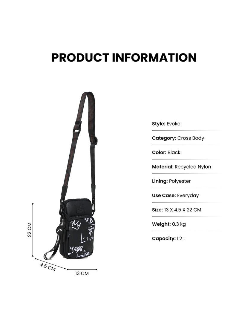 Jumping Cliff Evoke Crossbody Bag for Men & Women – Mini Messenger Shoulder Bag with Adjustable Strap, Stylish Graffiti Phone Purse for Travel, Passport & Daily Use, Water-Resistant PU (13 x 4.5 x 22 cm, 1.2L) - Image 4