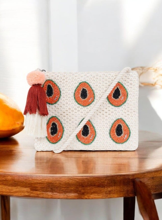ASTRID Handbeaded Sling With Zipper Closure For Women And Girls (papaya) - Image 2