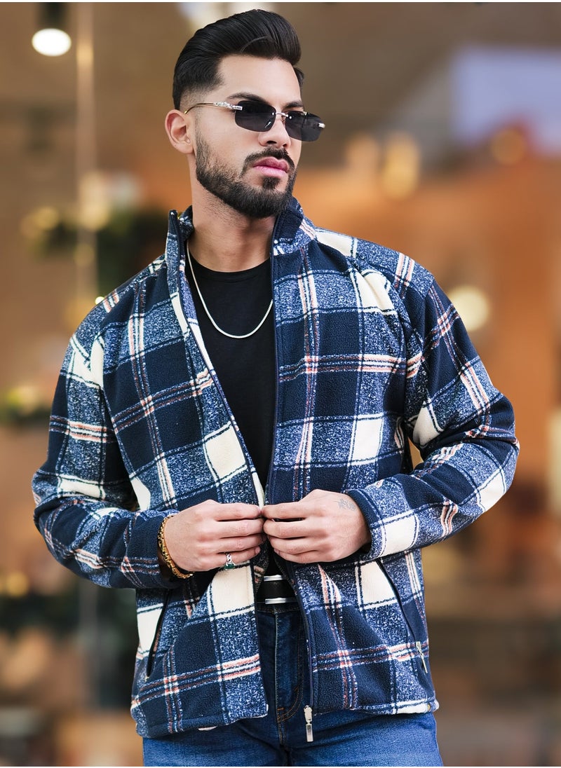 Maniac Maniac Mens Checkered Black Zipper Shacket  - Image 1