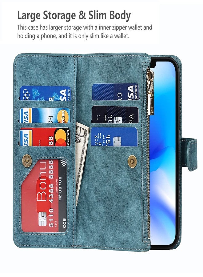 آي كوفر كايس جراب iCoverCase متوافق مع هاتف iPhone 14 Plus، جراب كروسبودي مع حزام للنساء، جراب محفظة للهاتف مع حامل بطاقات، جراب قلاب من الجلد الصناعي بسحاب، مقاس 6.7 بوصة (أزرق) - Image 4