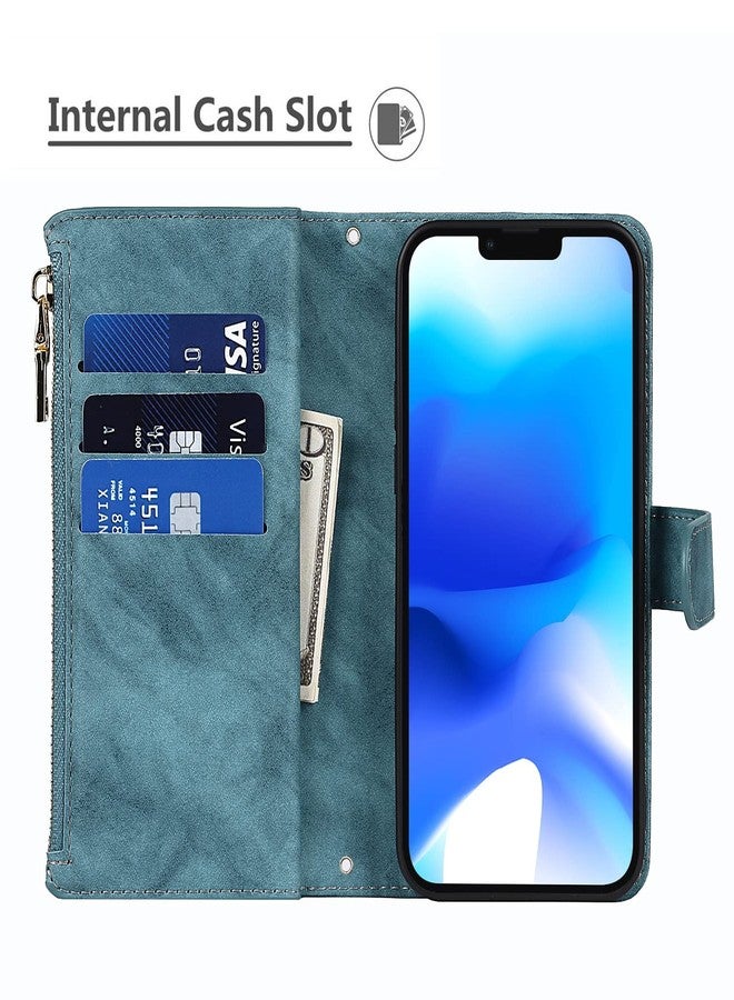 آي كوفر كايس جراب iCoverCase متوافق مع هاتف iPhone 14 Plus، جراب كروسبودي مع حزام للنساء، جراب محفظة للهاتف مع حامل بطاقات، جراب قلاب من الجلد الصناعي بسحاب، مقاس 6.7 بوصة (أزرق) - Image 5