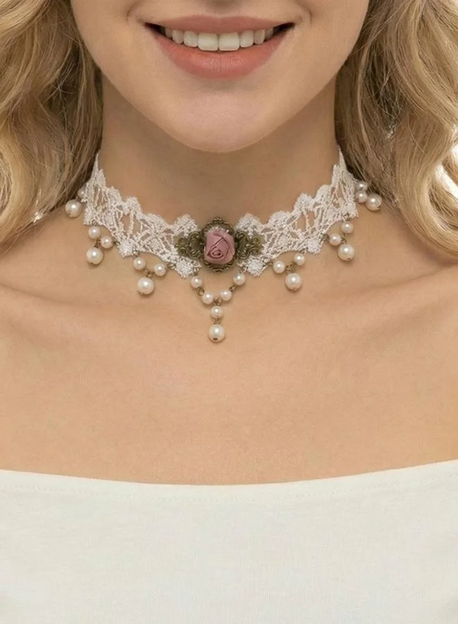 تايك تو Lace Flower Choker Necklace
