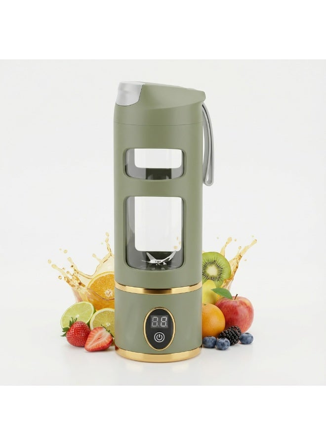 خلاط شخصي فاخر 450 مل - تصميم عصري بلمسات ذهبية و 12 شفرة فائقة القوة - عصارة رقمية محمولة للعصائر والسموذي - شحن USB - Image 1