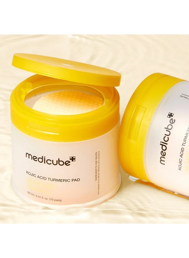 Medicube أقراص تونر كوجيك أسيد والكركم لتفتيح البقع الداكنة وتوحيد لون البشرة (70 قرص) - أقراص تقشير مزدوجة الجوانب للتصبغ المفرط، والتفتيح، وتنظيف المسام تونر يومي لبشرة متألقة - Image 2