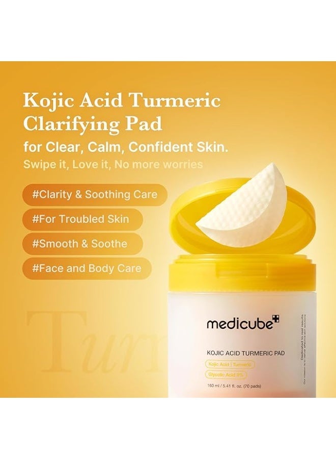 Medicube أقراص تونر كوجيك أسيد والكركم لتفتيح البقع الداكنة وتوحيد لون البشرة (70 قرص) - أقراص تقشير مزدوجة الجوانب للتصبغ المفرط، والتفتيح، وتنظيف المسام تونر يومي لبشرة متألقة - Image 4
