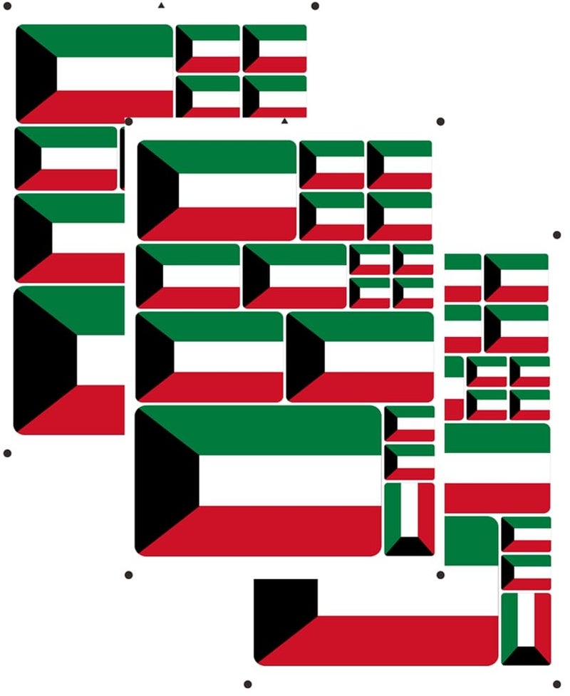 vmcoatdu Kuwait Flag Laser Printing Sticker 3 Pcs Decal in Multiple Sizes Stickers Green Kuwait - Image 3