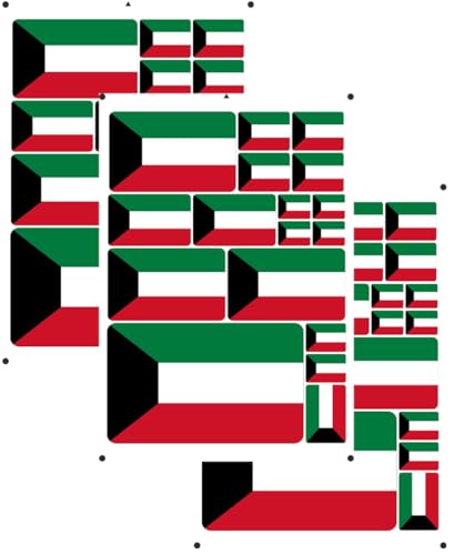 vmcoatdu Kuwait Flag Laser Printing Sticker 3 Pcs Decal in Multiple Sizes Stickers Green Kuwait - Image 1