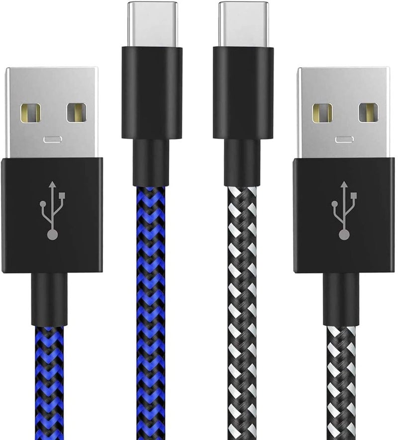 ELECDON PS5 Controller Charger Cable Nylon Braided USB Type-C High-Speed Sync Charging Cord Compatible for Switch Pro/Nintendo Switch, Xbox Series X/S Controller, Cellphone, Laptop 2 Pcs 3M（Black &Blue） - Image 1