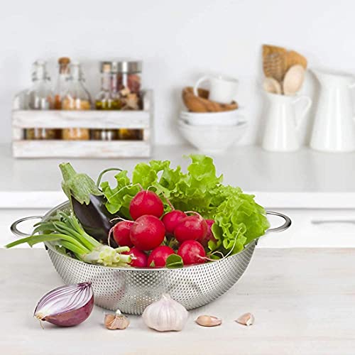 AMULAKH Rice Fruits Vegetable Basket Noodles Pasta Washing Bowl and Strainer for Storing and Straining, Washing Bowl & Drainer Colander Mixing Bowl/Steamer/Rice Strainer/Washer - Stainless Steel - Image 5