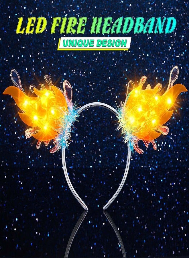 ايفينت طوق رأس مضيء على شكل لهب من إيرنت، طوق شعر ناري، إكسسوارات شعر لحفلات الرقص والحفلات الليلية للنساء - Image 2