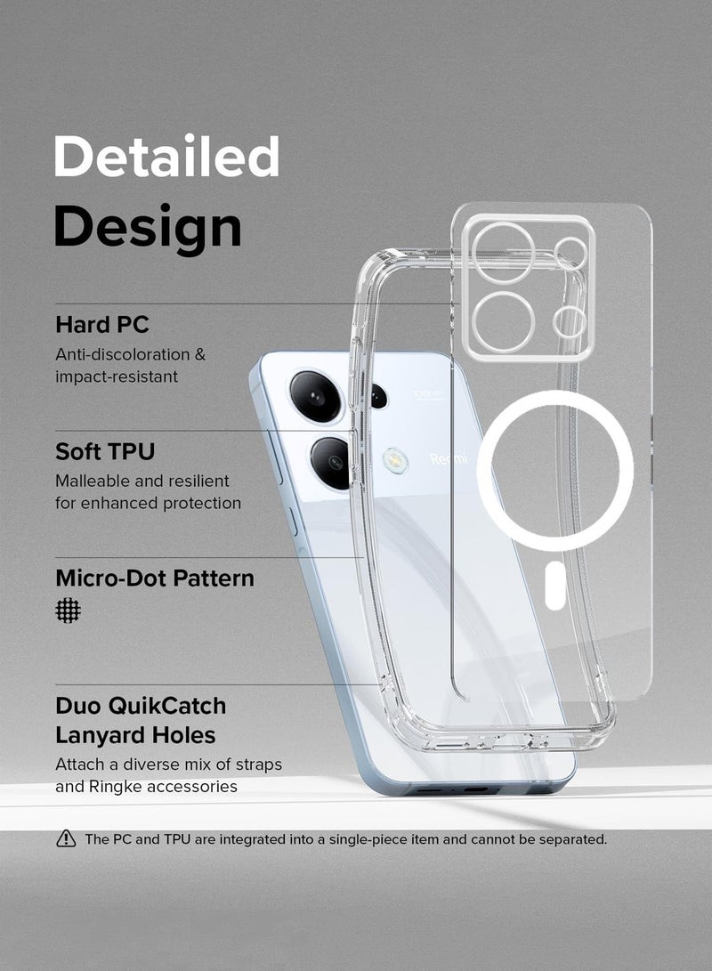 Techie حافظة شفافة Xiaomi Redmi Note 13 4G مع MagSafe - غلاف نحيف، مضاد للاصفرار مع حماية عدسة الكاميرا، حامل مغناطيسي متوافق - Image 3