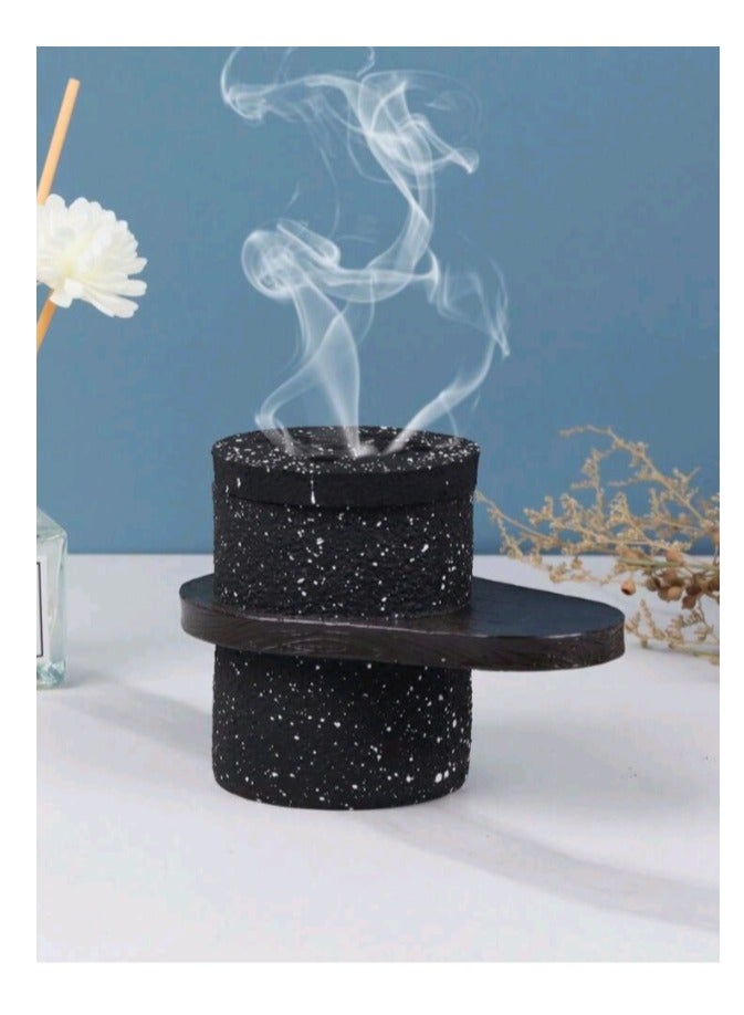 Incense Incense Holder with Round Handle  made of resin, painted in black, light and easy to carry, suitable for homes, offices and occasions such as Ramadan and Eid  - Image 1