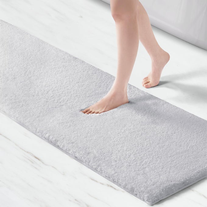 MARSHMALLOW BATHROOM RUG NON SLIP LUXRURIOUS PLUSH BATH MAT ABSORBENT QUICK DRY SPA DESIGN BATH ROOM DCOR 24X72 SILVER