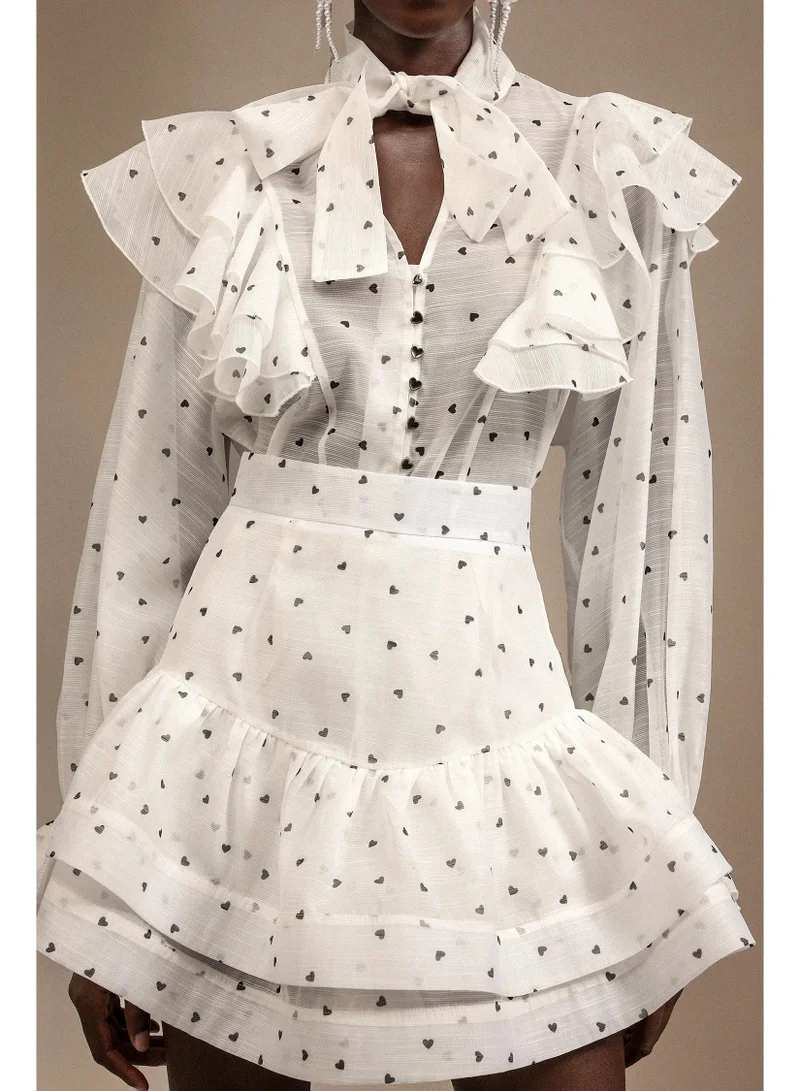 Bella Barnett  Walda Long Sleeves Dot Printed Folds Two-Piece Set for Women | Best Price UAE