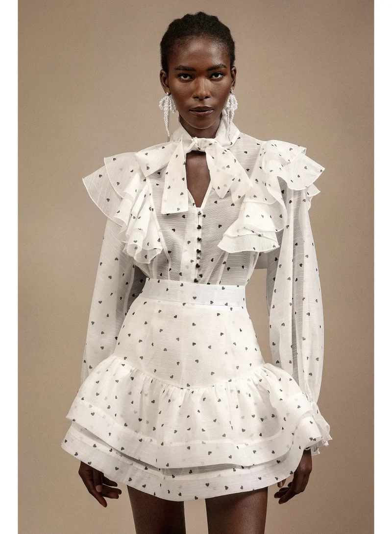 Bella Barnett  Walda Long Sleeves Dot Printed Folds Two-Piece Set for Women | Best Price UAE