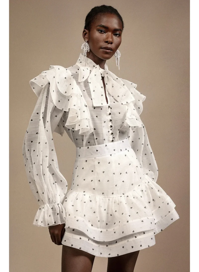 Bella Barnett  Walda Long Sleeves Dot Printed Folds Two-Piece Set for Women | Best Price UAE