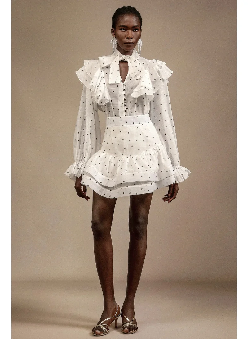 Bella Barnett  Walda Long Sleeves Dot Printed Folds Two-Piece Set for Women | Best Price UAE