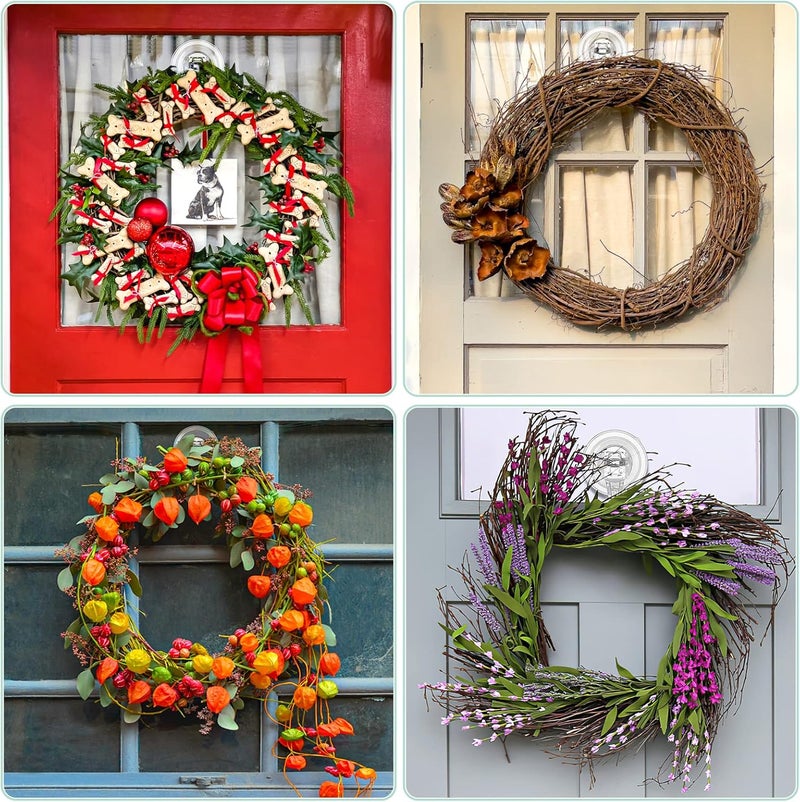 VIS'V Wreath Hanger, Large Suction Cup Wreath Hooks, Heavy Duty, 22 LB Capacity, Removable and Reusable, Clear, 2 Pcs - Image 5