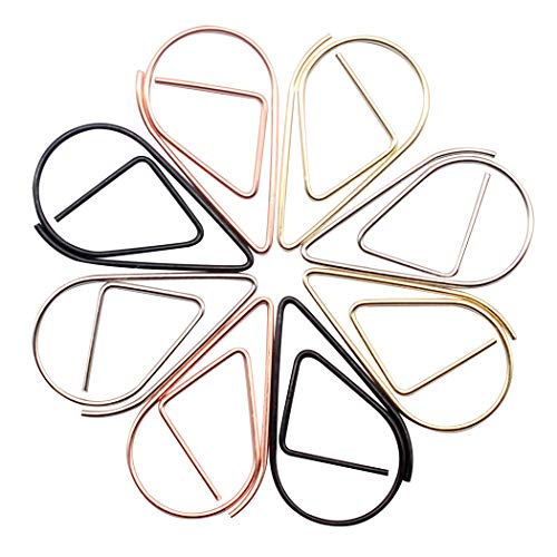 Zoohot 100 Pieces Cute Paper Clips for School Office Supplies, Stainless Steel Drop-Shaped Paperclips (4 Colors) - Image 2