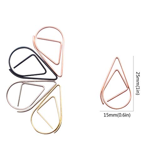Zoohot 100 Pieces Cute Paper Clips for School Office Supplies, Stainless Steel Drop-Shaped Paperclips (4 Colors) - Image 3