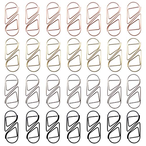 Zoohot 100 Pieces Cute Paper Clips for School Office Supplies, Stainless Steel Drop-Shaped Paperclips (4 Colors) - Image 1