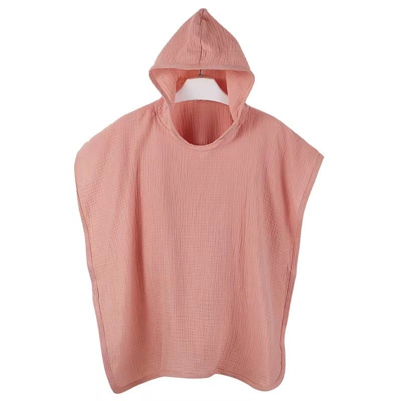 Cotton Gauze Hooded Poncho Towel for Kids [Thin] Pink