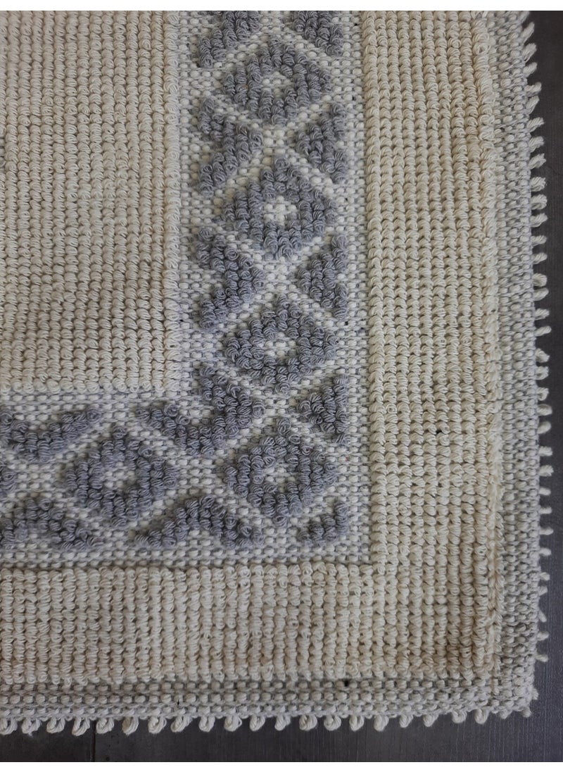 Bonny Home Soffy Cotton Grey & Cream Foot Mat Foot Towel 50X70 cm Bath Mat  - Image 2