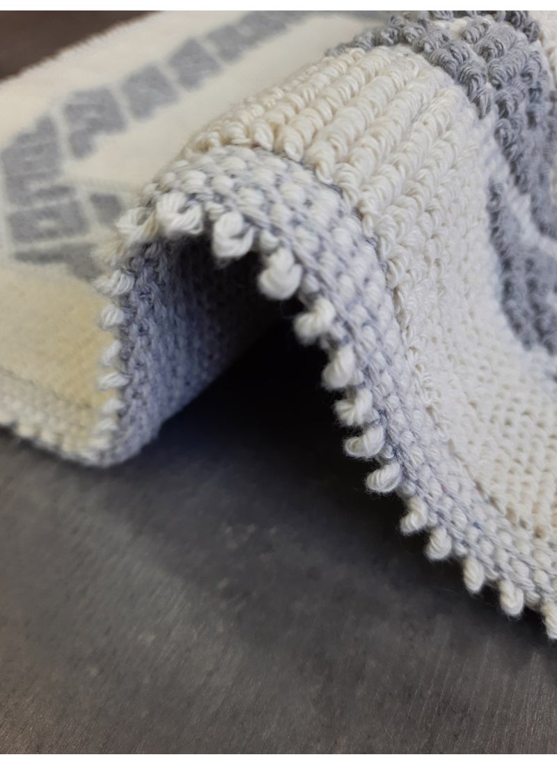 Bonny Home Soffy Cotton Grey & Cream Foot Mat Foot Towel 50X70 cm Bath Mat  - Image 3