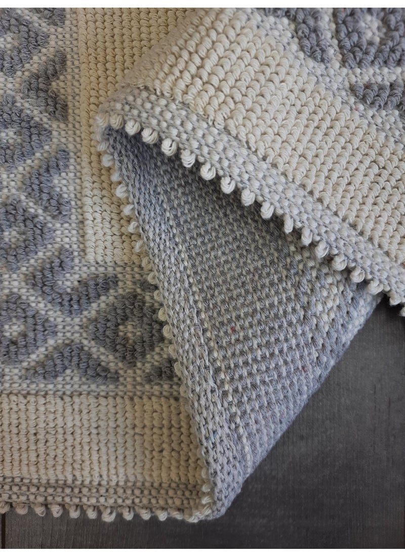 Bonny Home Soffy Cotton Grey & Cream Foot Mat Foot Towel 50X70 cm Bath Mat  - Image 5