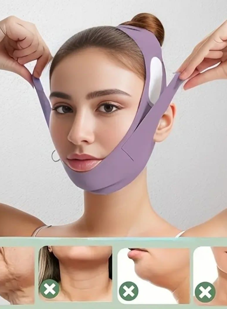 BOLREUS 1 Pcs Adjustable V-Line Lifting Face Mask-Reusable, Breathable Facial Shaping Bandage With Ear Holes For Double Chin Reduction & Contour Tightening, Comfortable Fit For All-Day Wear, Face Care Accessories, Double Chin Solution, Fabric Construction - Image 1