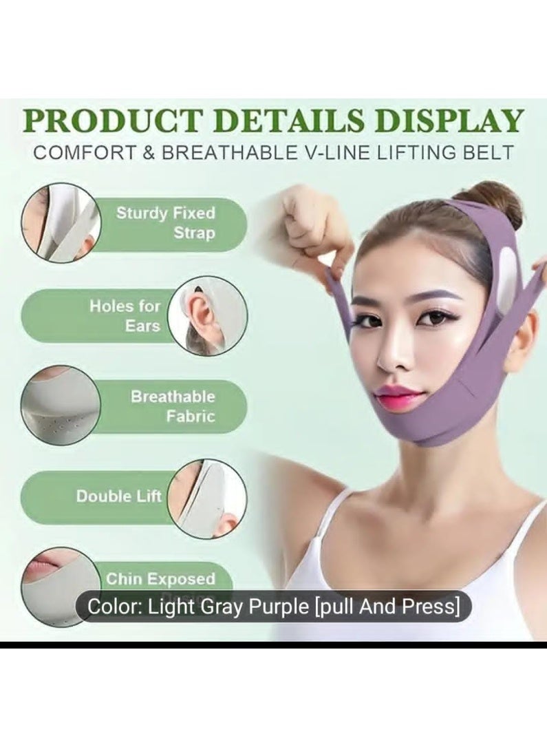 BOLREUS 1 Pcs Adjustable V-Line Lifting Face Mask-Reusable, Breathable Facial Shaping Bandage With Ear Holes For Double Chin Reduction & Contour Tightening, Comfortable Fit For All-Day Wear, Face Care Accessories, Double Chin Solution, Fabric Construction - Image 2